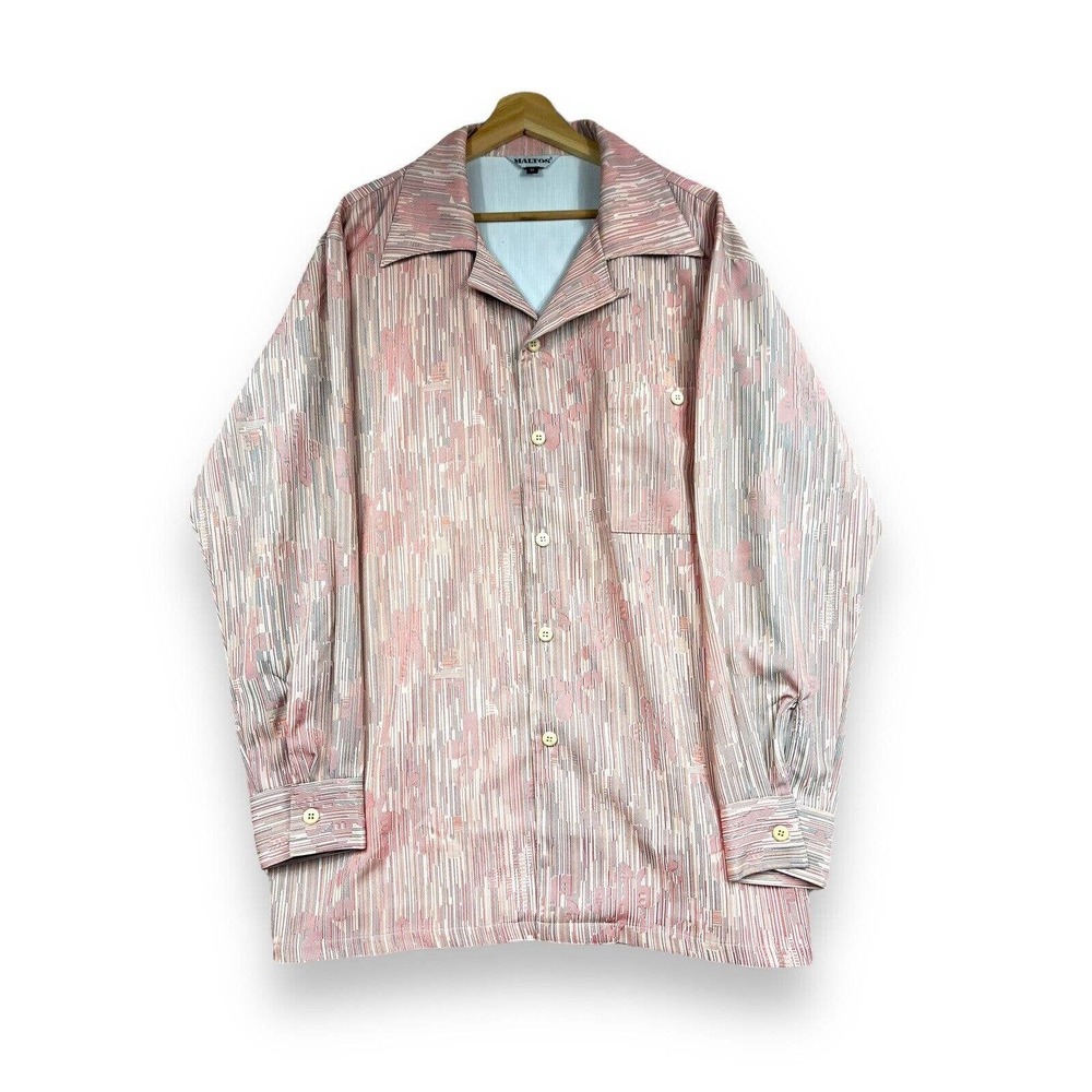 Maltos Camp Collar Funky Polyester Button Down Pi… - image 1